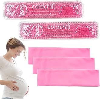 Reusable Perineal Ice Packs for Postpartum & Hemorrhoid Pain Relief, hot & Cold Pack for Women After Pregnancy, 2 Ice Pack and 3 Cover. (red)
