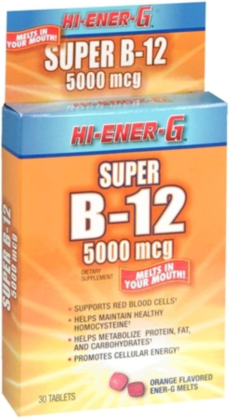 Hi-Ener-G Super B-12 5000 mcg Tabletas 30 Unidades (Pack de 12)