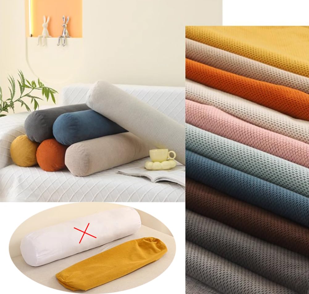 Soft Plush Decorative Cylindrical Pillowcase for Sofa Couch Bedroom Living Room,Cover Only,Full Body Pillow Cover Neck Lumber Support Pillowcase (Dark Blue,20x80cm)