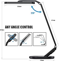Lampă de birou JKSWT cu protecție oculară, lumină reglabilă, 5 moduri de culoare, 72 LED-uri, încărcare USB, control tactil și funcție de memorie, pentru birou, negru 7