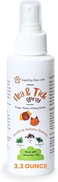 Healthy Paw Life Plant-Based Flea and Tick Spray for Dogs and Cats - Pet, Home, Furniture & Pet Bedding Spray - Essential Oil Repellent - 100 mL