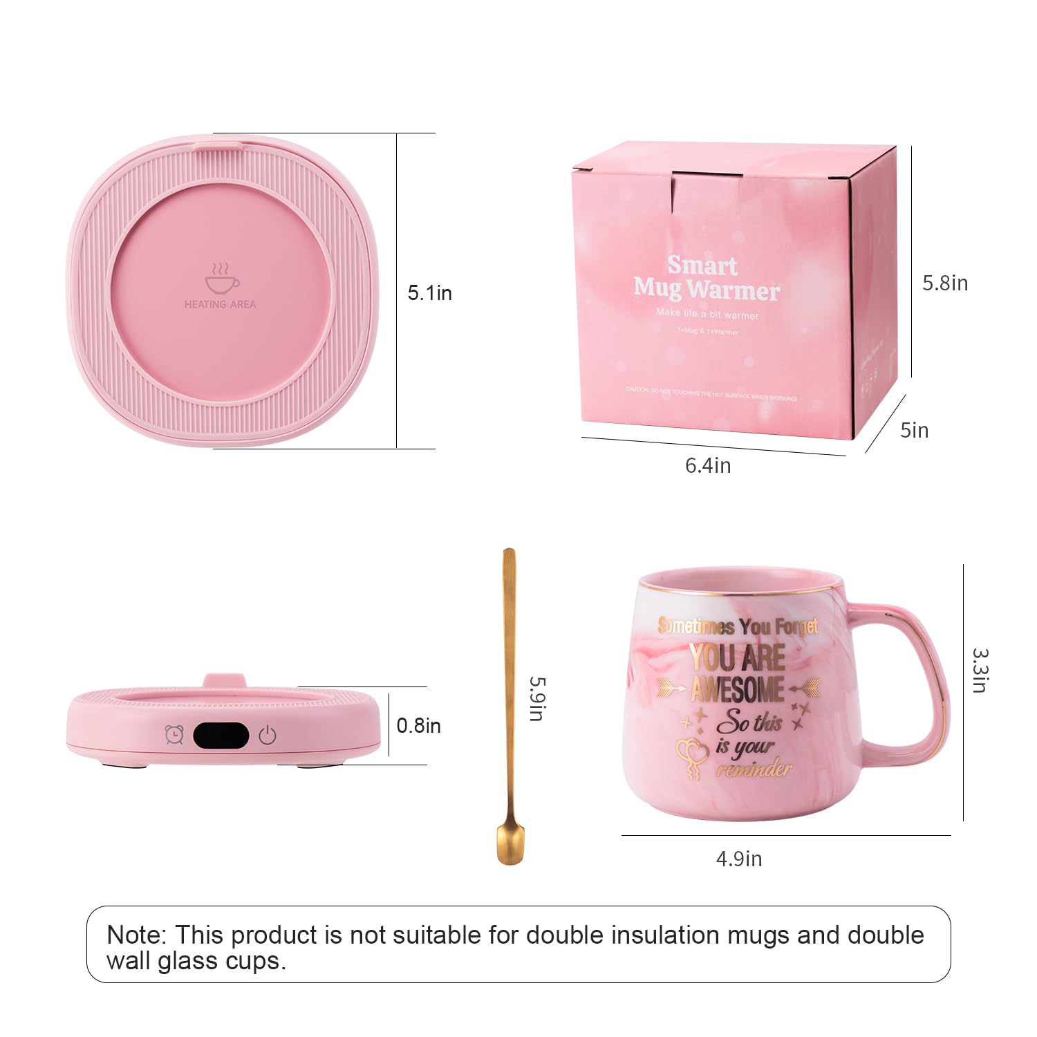 Juego de tazas de café con 3 ajustes de temperatura, apagado automático de 8 horas, calentador de tazas eléctrico para escritorio, oficina, hogar, calentador de bebidas con 3 ajustes de temperatura, 9