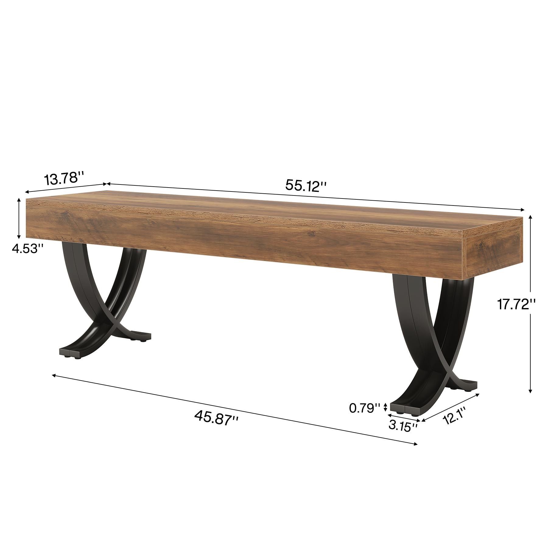 Tribesigns 55 Inches Farmhouse Dining Bench, Wooden Kitchen Table Seat with Metal X-Shaped Legs, Long Home Indoor Bench for Dining Room, Bedroom, Entryway, Mudroom (1)