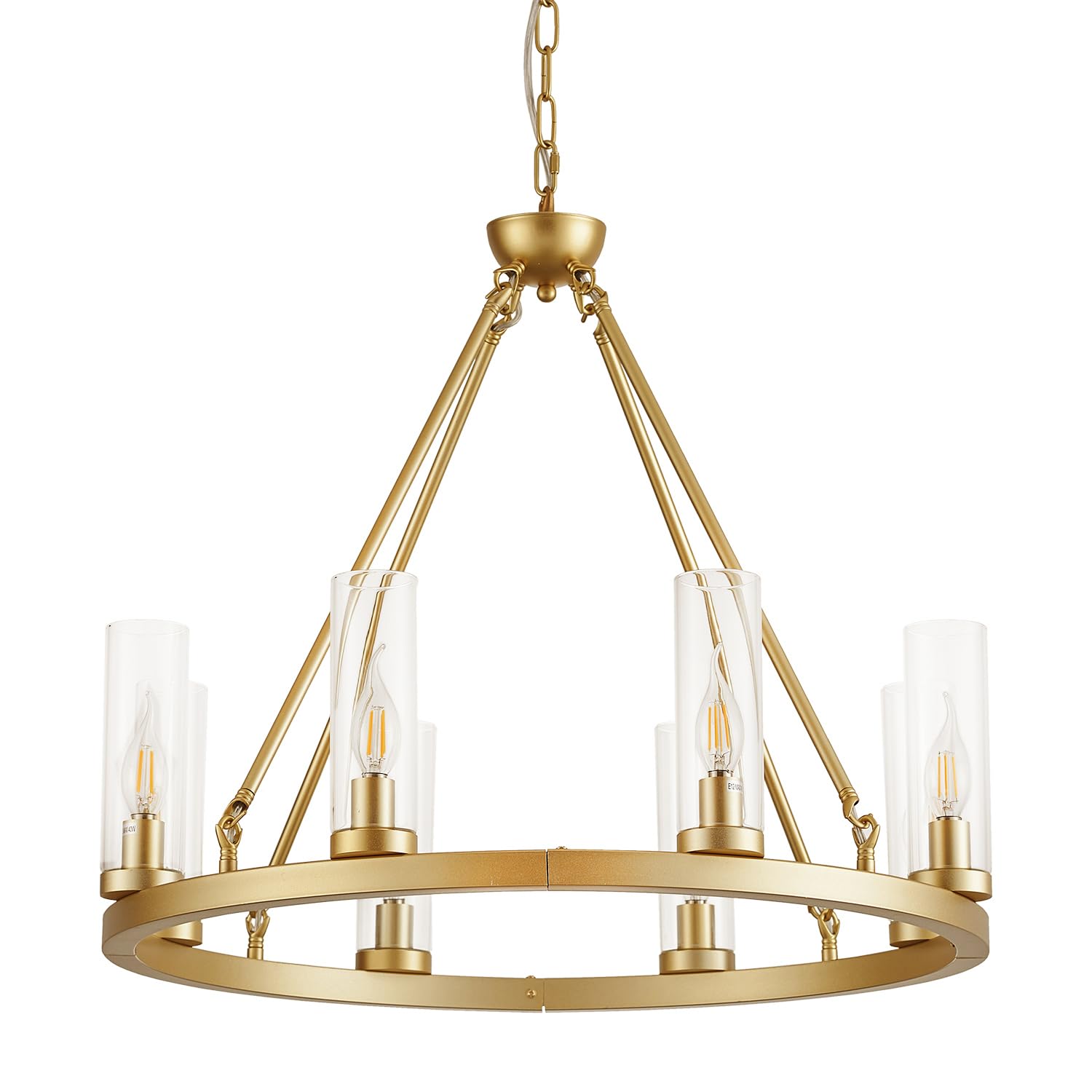 Uboxin 27D Gold Wheel Chandelier 8 Light Round Metal Pendant