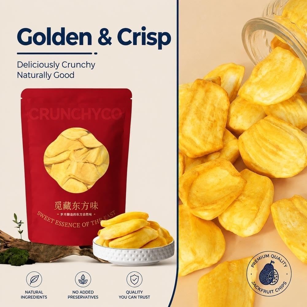 Getrocknete Jackfrucht-Chips, 250 g, knuspriger Fruchtsnack