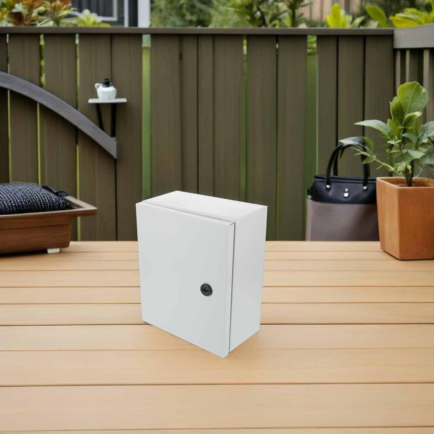 Outdoor Waterproof Electrical Box 30x25x14cm Steel Weatherproof Distribution Junction Box with Lock Wall-Mounted Electrical Enclosure for Outdoor Equipment Protection