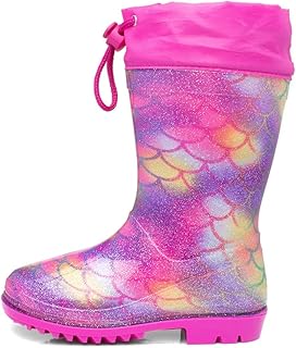 Shoe Zone Girls Multi Rainbow Mermaid Glitter Welly