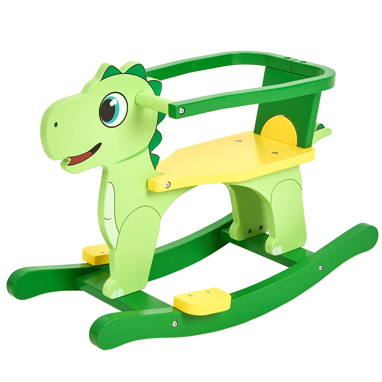 FUNLIO Holz-Dinosaurier-Schaukelpferd für Kinder 0,5–3 Jahre, süßes Kleinkind-Schaukelpferd mit abnehmbarem Gitter und Rückenlehne, leicht aufzubauen, CPC-Zertifiziert – Grün