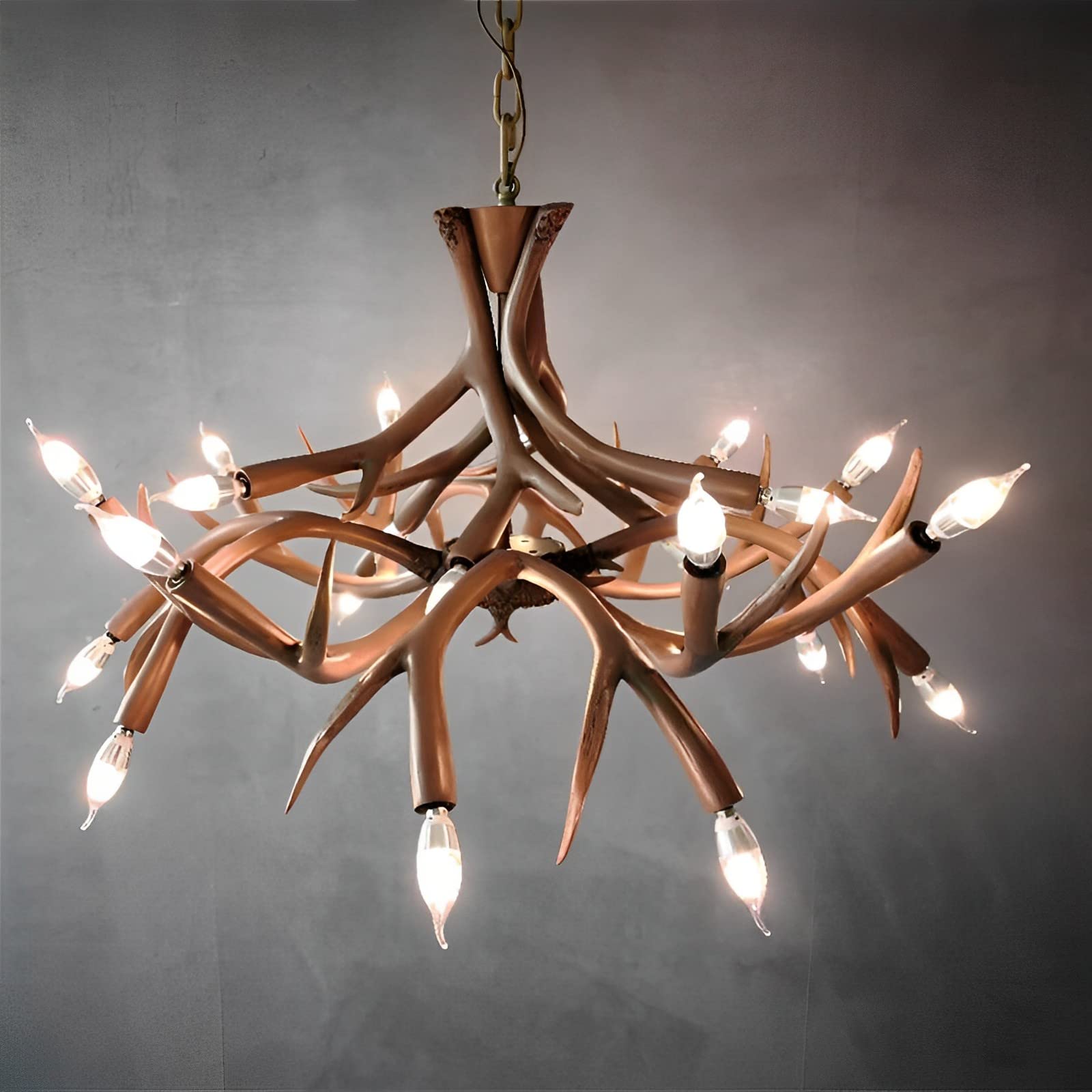 SYAXVOM 18-Light Rustic Antlers Chandeliers American-Style Deer Horn Pendant Lights Farmhouse Candle Light Deco Hanging Chandelier for Living Dining Room Loft Ceiling Lighting Fixture