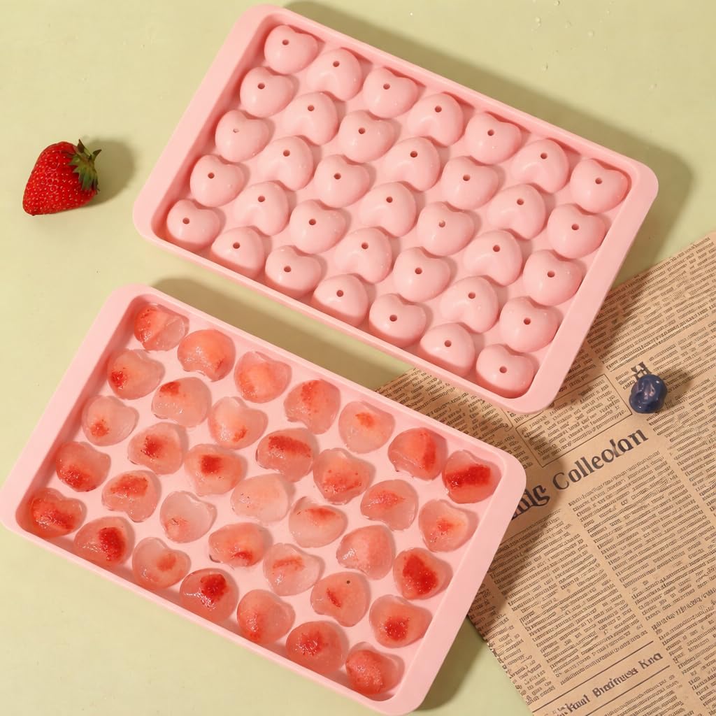Heart Shape Plastic Ice Cube Tray – 35 Grid Mini Heart Ice Mold, BPA-Free Flexible Non-Stick Freezer Tray for Ice Cubes, Chocolate, Jelly, Candy & Drinks, Easy Release Cute Ice Maker for Kitchen (1)