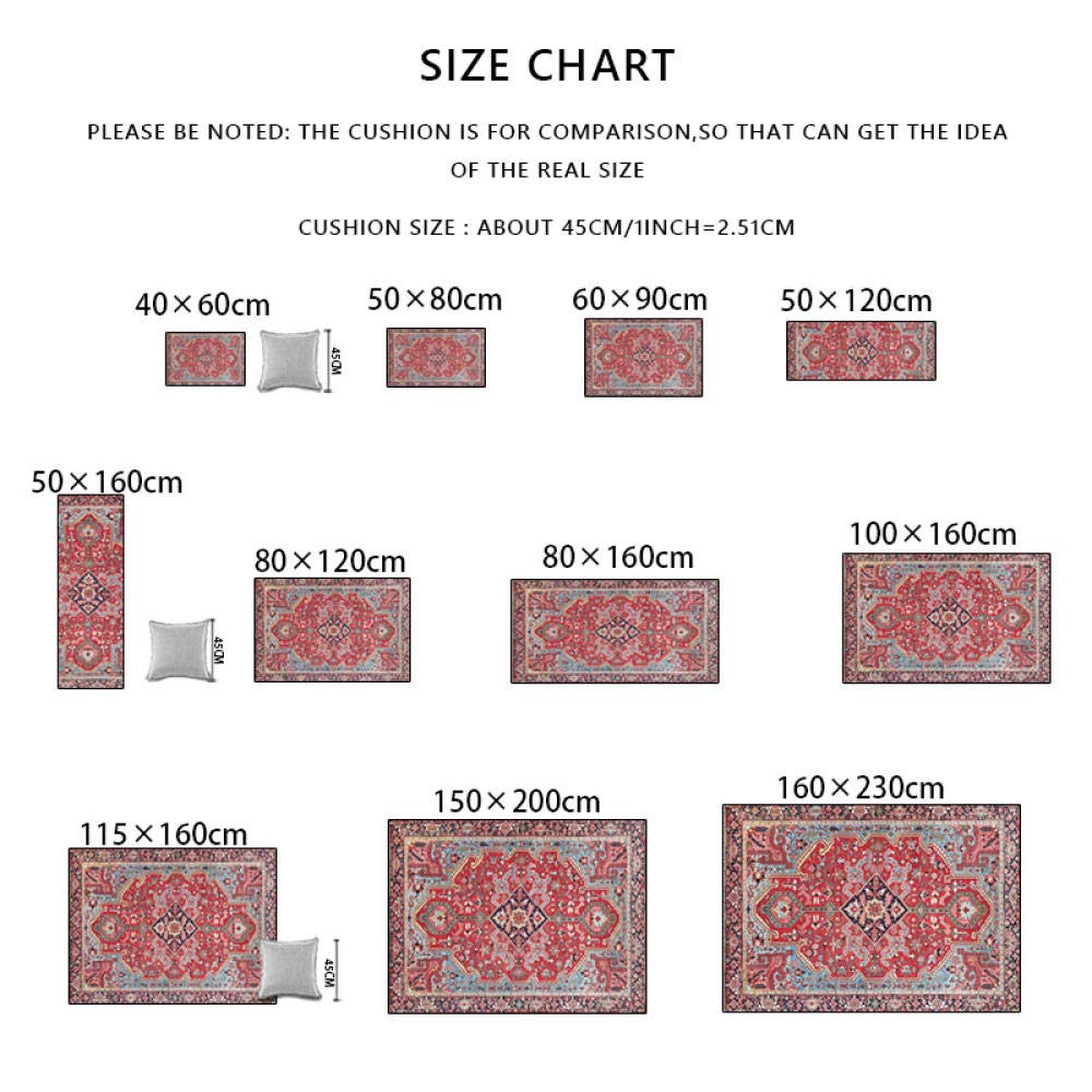 Tappeti in stile persiano della Boemia Tappeto antiscivolo per soggiorno Camera da letto Studio Tappeti rettangolari Boho Marocco Tappetini etnici tapis-Arancio blu 80x200cm