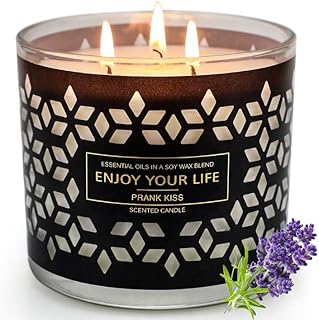 Velas Aromática de Tarro Grande 3 Mechas Velas Perfumada 14 oz Cera de Soja con Aceites Esenciales Lavanda y Madera para e...