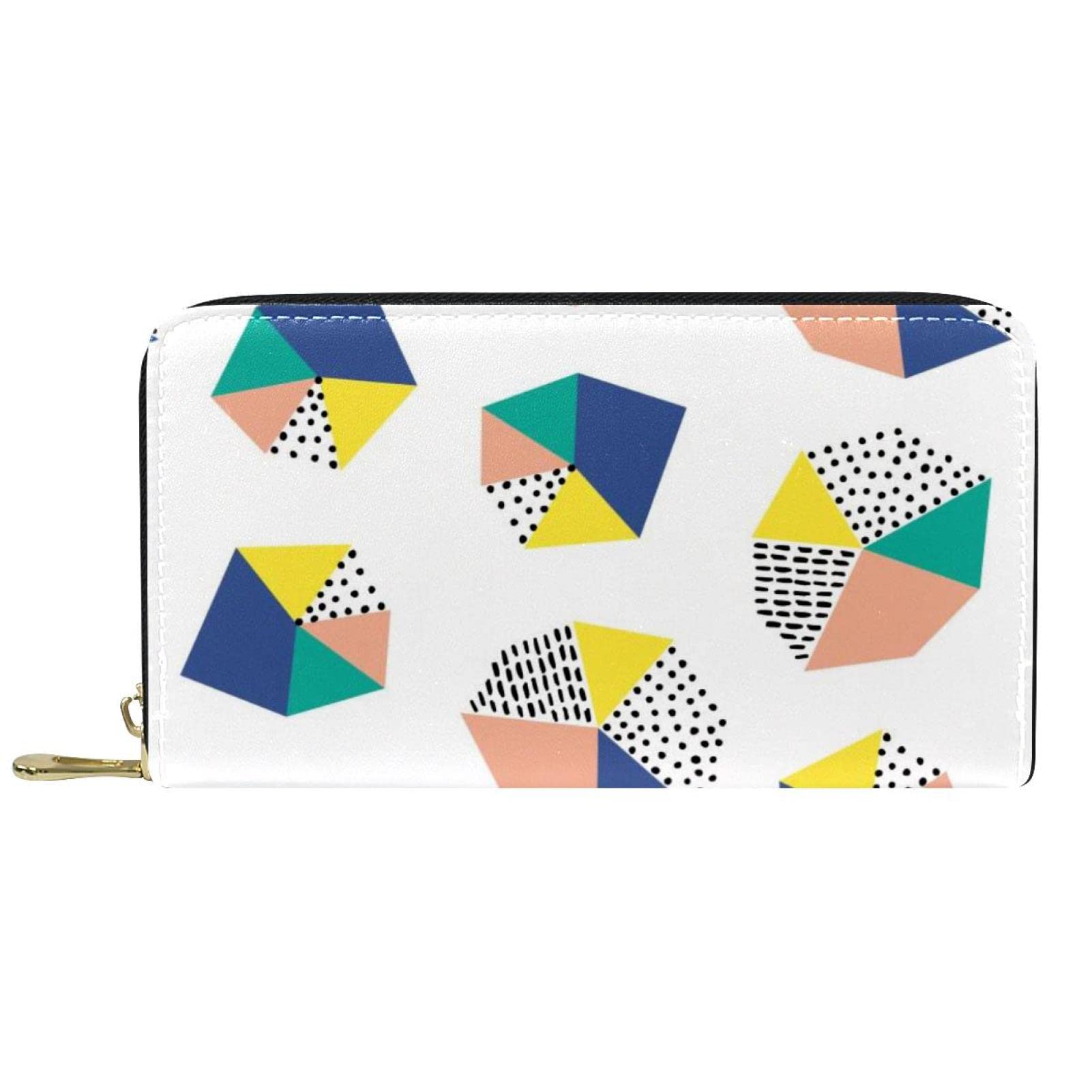 Cartera de cuero con patrón abstracto de piedra de cuero con cremallera larga, Varios colores, 20.5x2.5x11.5cm/8.07x1x4.53 in, Classic