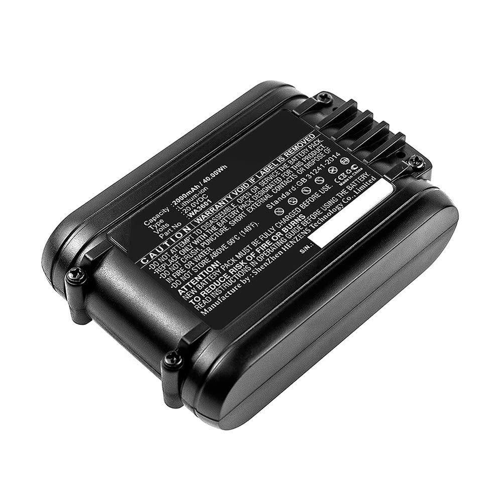 Synergy Digital Lawn Mower Battery, Compatible with Rockwell RD2873 Lawn Mower, (Li-ion, 20V, 2000mAh) Ultra High Capacity, Replacement for Worx WA3601 Battery