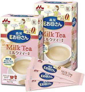 【Amazon.co.jp限定】森永 Eお母さん ミルクティー風味 18g×12本入×2箱セット 【妊娠期~授乳期】 カフェインゼロ 葉酸 鉄 カルシウム