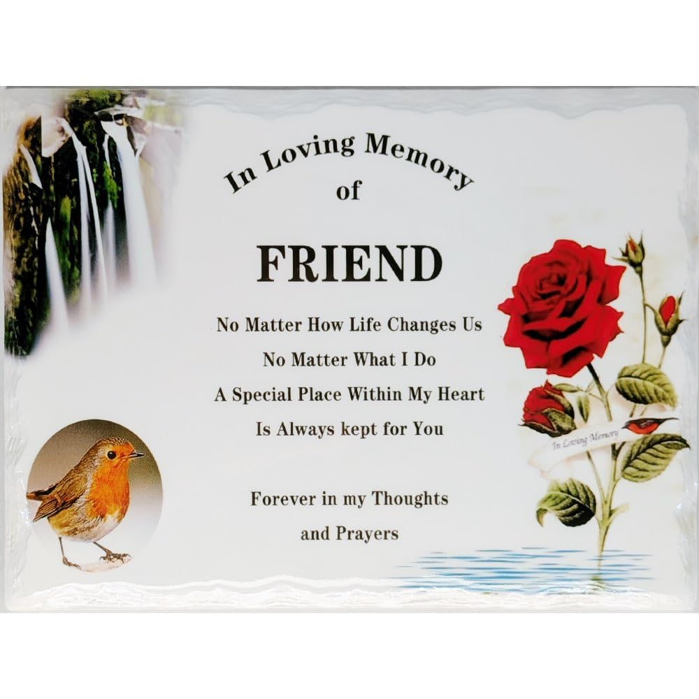 In Memoriam Rectangular Tile Grave Plaque (20 x 15 cm) (Friend, 20 x 15 cm) — image 1