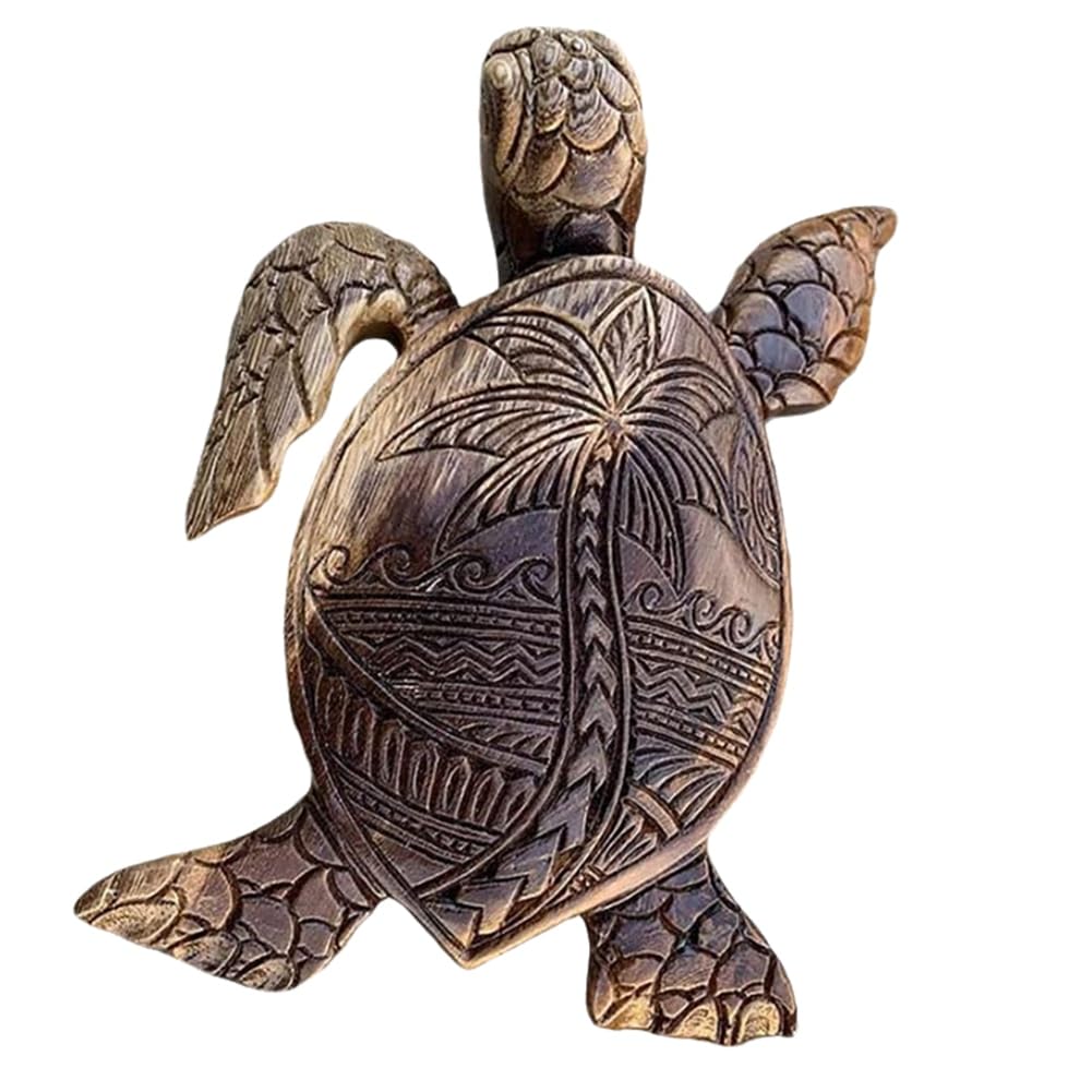 CTRLZS Sea Turtle Statue, Hawaiian Sea Turtle Resin Carved Animal Statue, Ocean Coast Home Decor