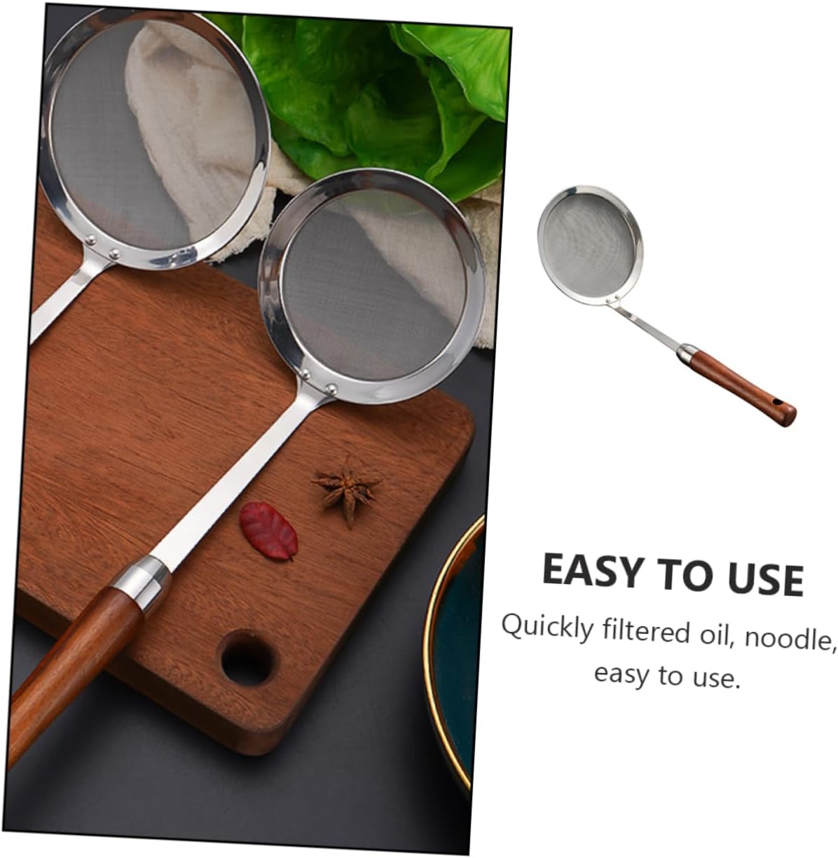 Stainless Steel Oil Filter Colander Spoon Fine Mesh Kitchen Gadget