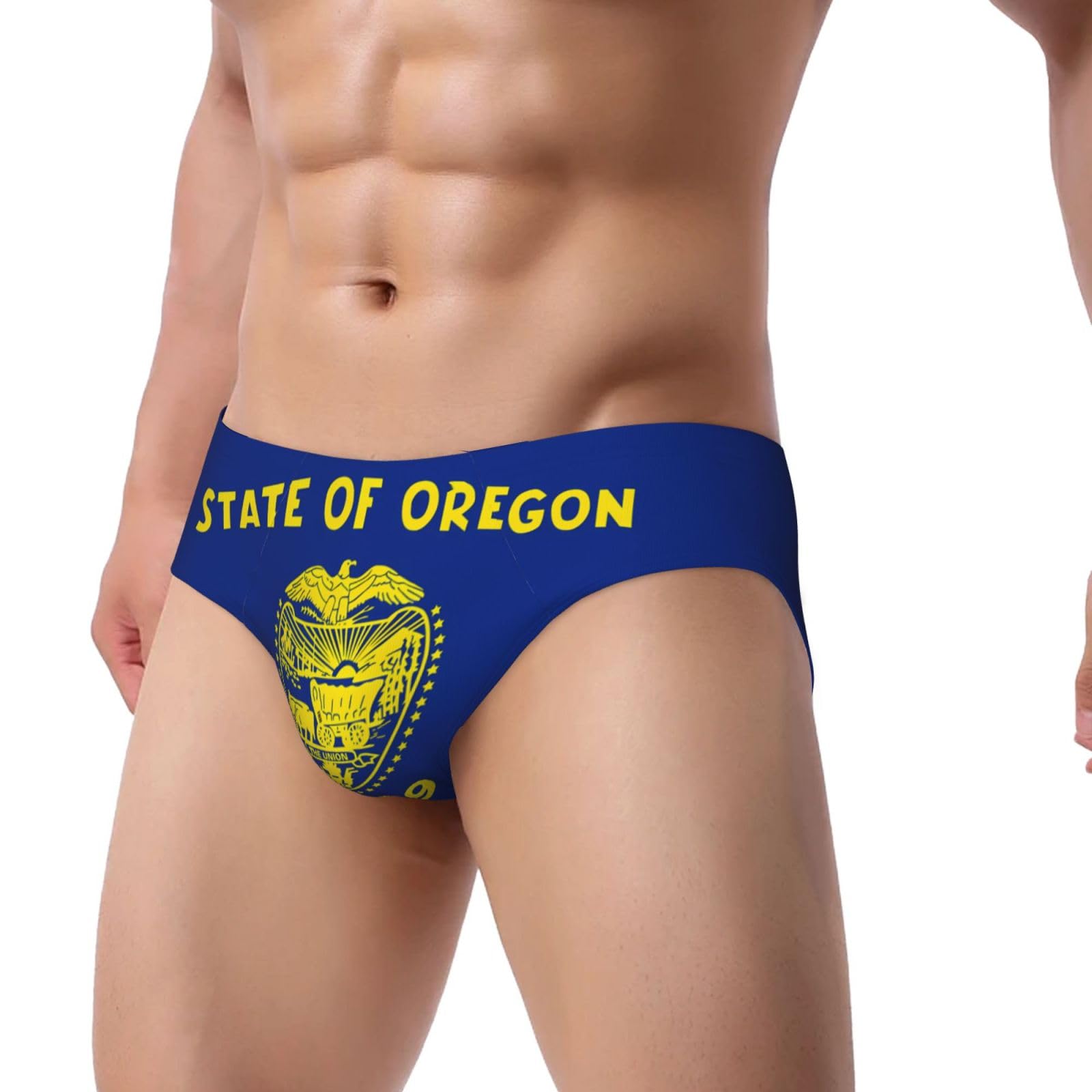 Mens Bikini Swimwear Sports Triangle Swim Briefs - Oregon State Flag Print Bathing Suit Sexy Swimsuit Underwear Medium Black