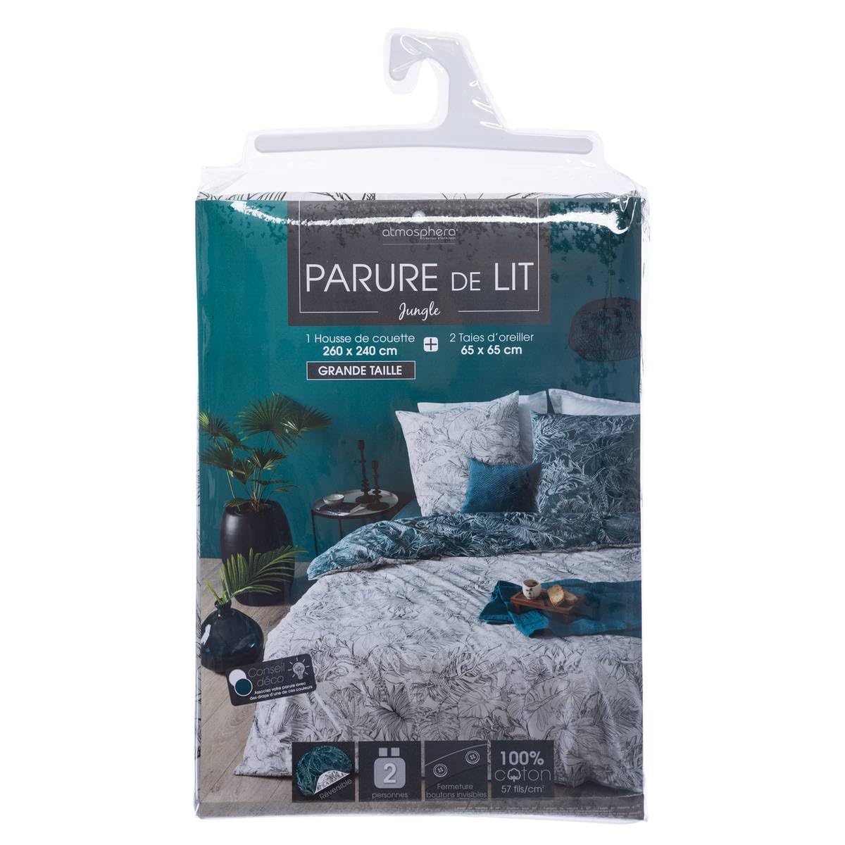 Atmosphera Parure de lit en Coton - Jungle - 260 x 240 cm