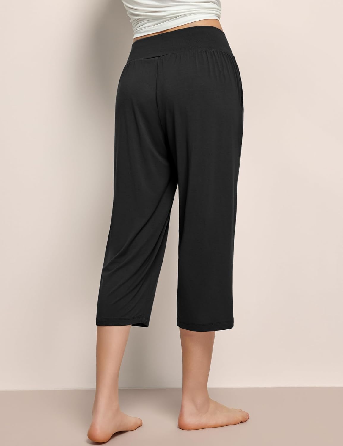 GYS Bamboo Viscose Women's Pajama Bottoms High Waist Capri Lounge Pants with Pockets - Image 2