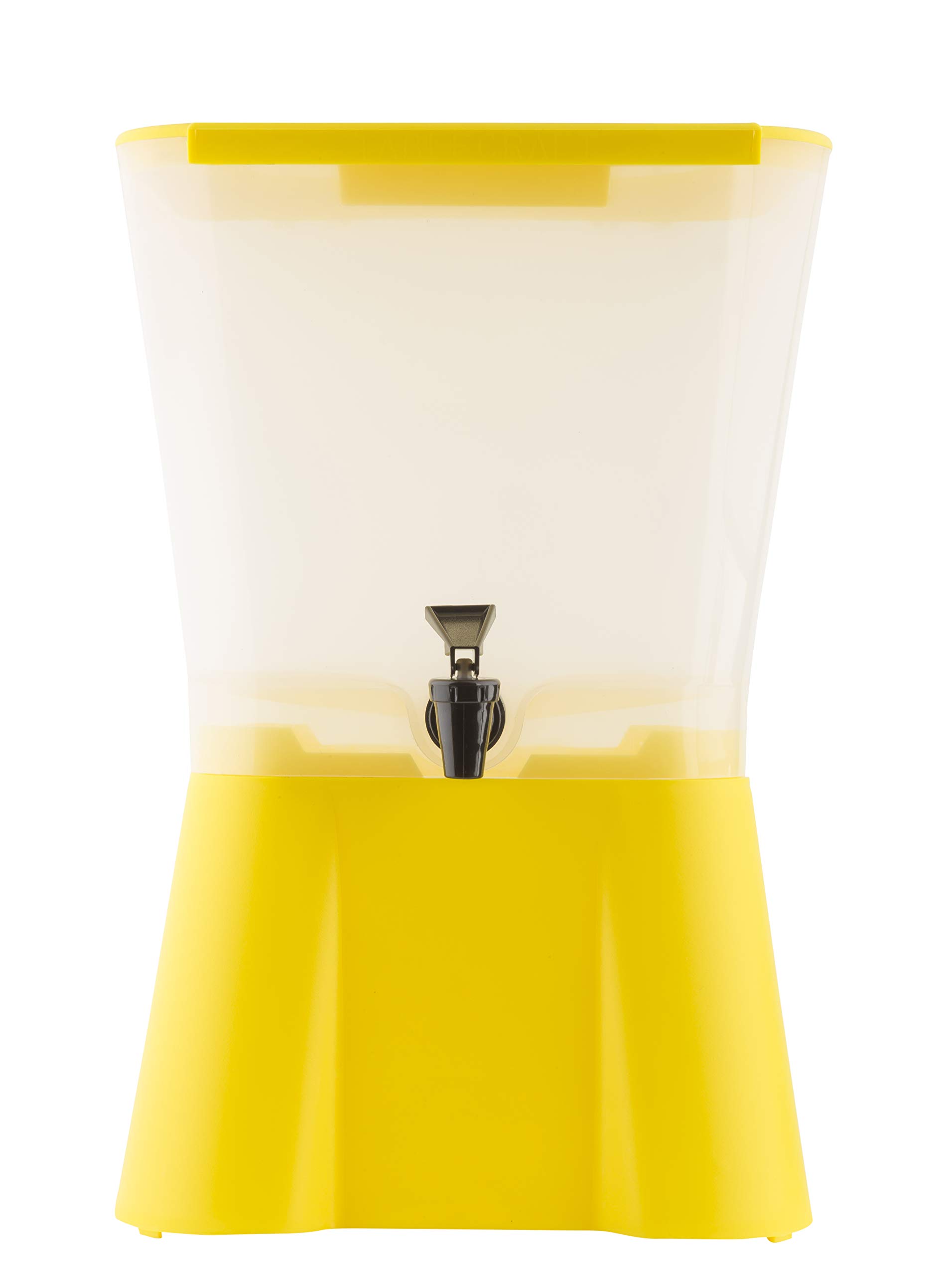 Tablecraft Dispensador de bebidas de plástico amarillo de 3 galones | Dispensador de bebidas frías para catering, buffet o restaurante