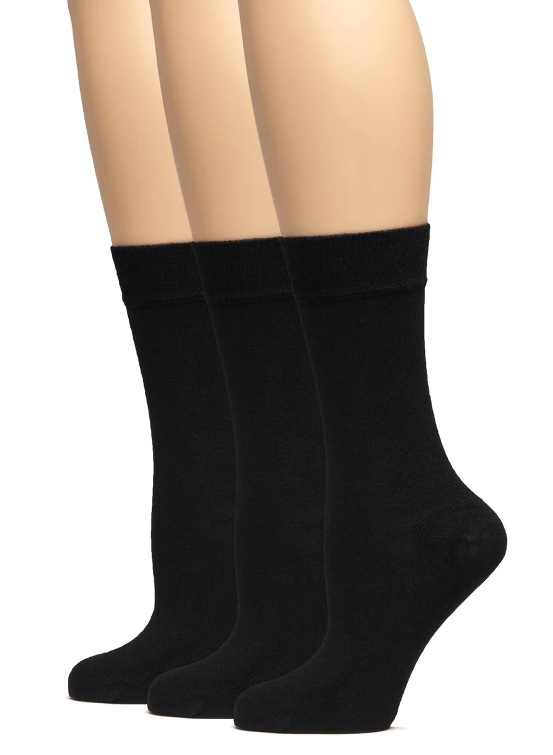 Hugh Ugoli Women's Thin Soft Rayon Derived from Bamboo Crew Socks for Dress, Trouser, Seamless Toe &amp; Non-Binding, 5-8/9-11
