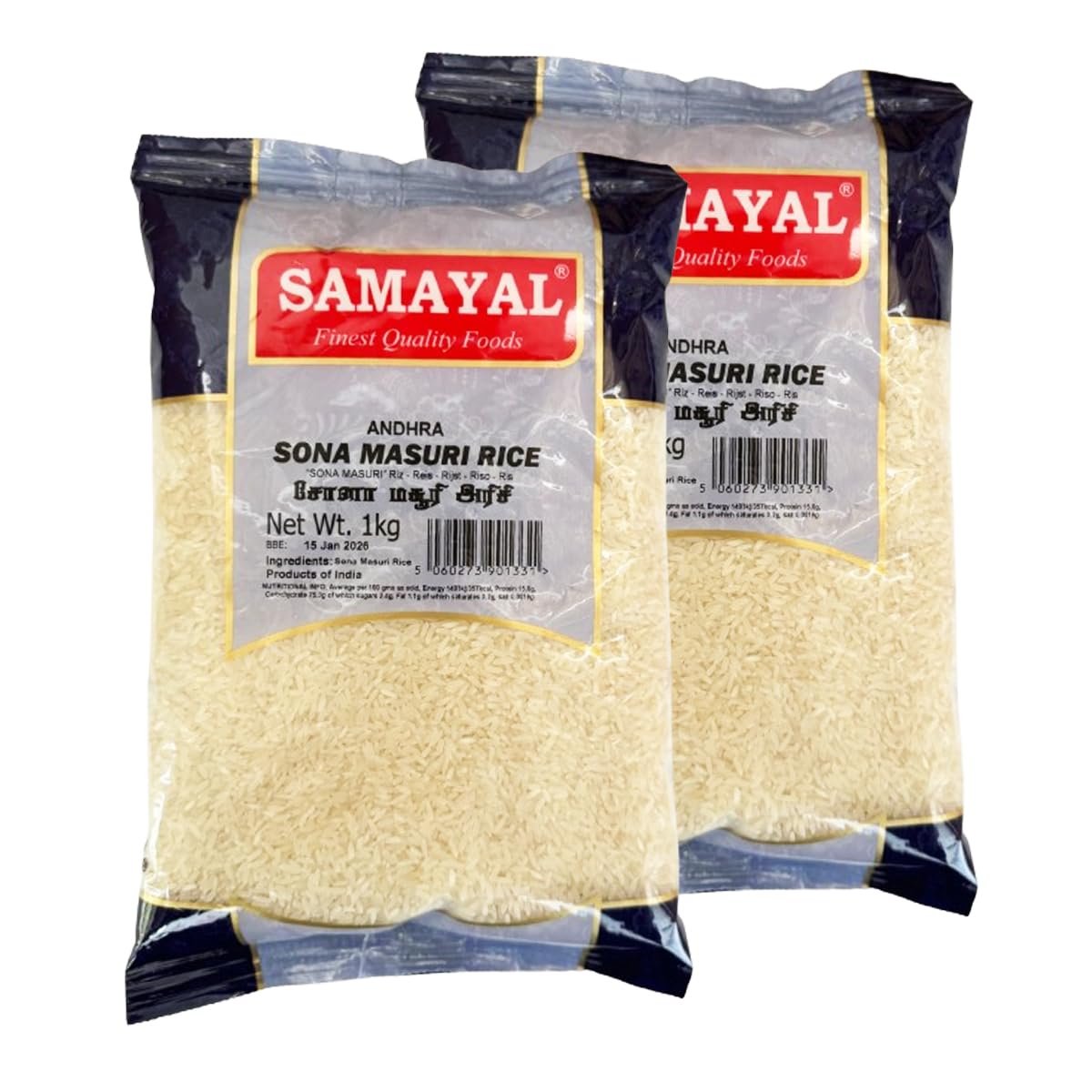 Samayal Andhra Sona Masuri rice, High Nutrients and Vitamins contained rice, Aromatic and Lightweighted rice, Indian Origin - 1kg (Pack of 2)