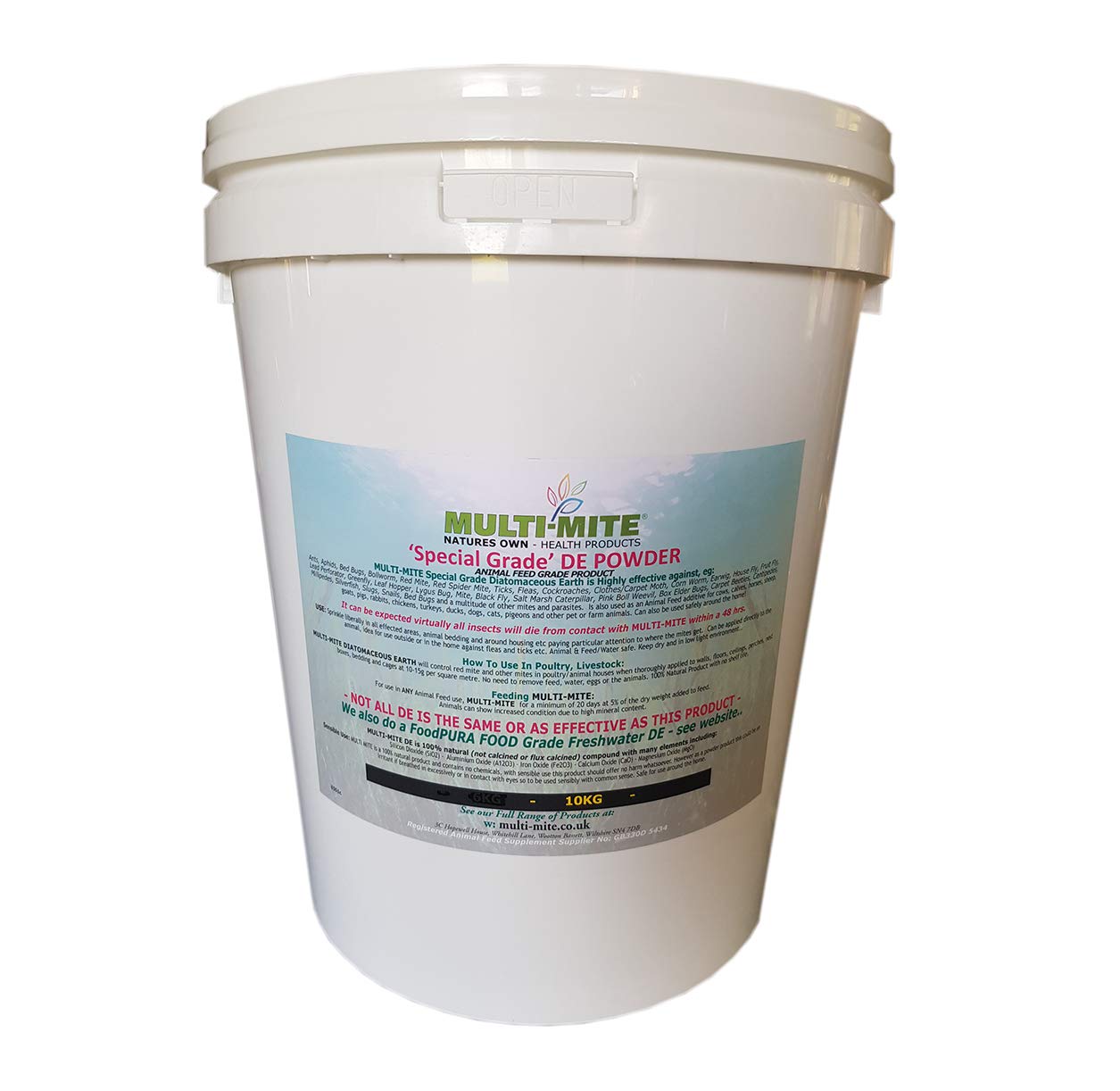 Buy MultiMite® 10KG Bucket FEED Grade DE DIATOMACEOUS EARTH Red Mite Fleas and All Animal