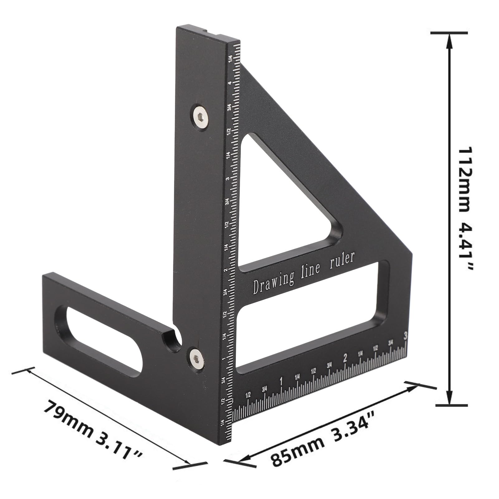 Righello di misurazione multiangolo 3D, Squadra goniometrica per Lavorazione del Legno, Righello Triangolare a 45 e 90 Gradi