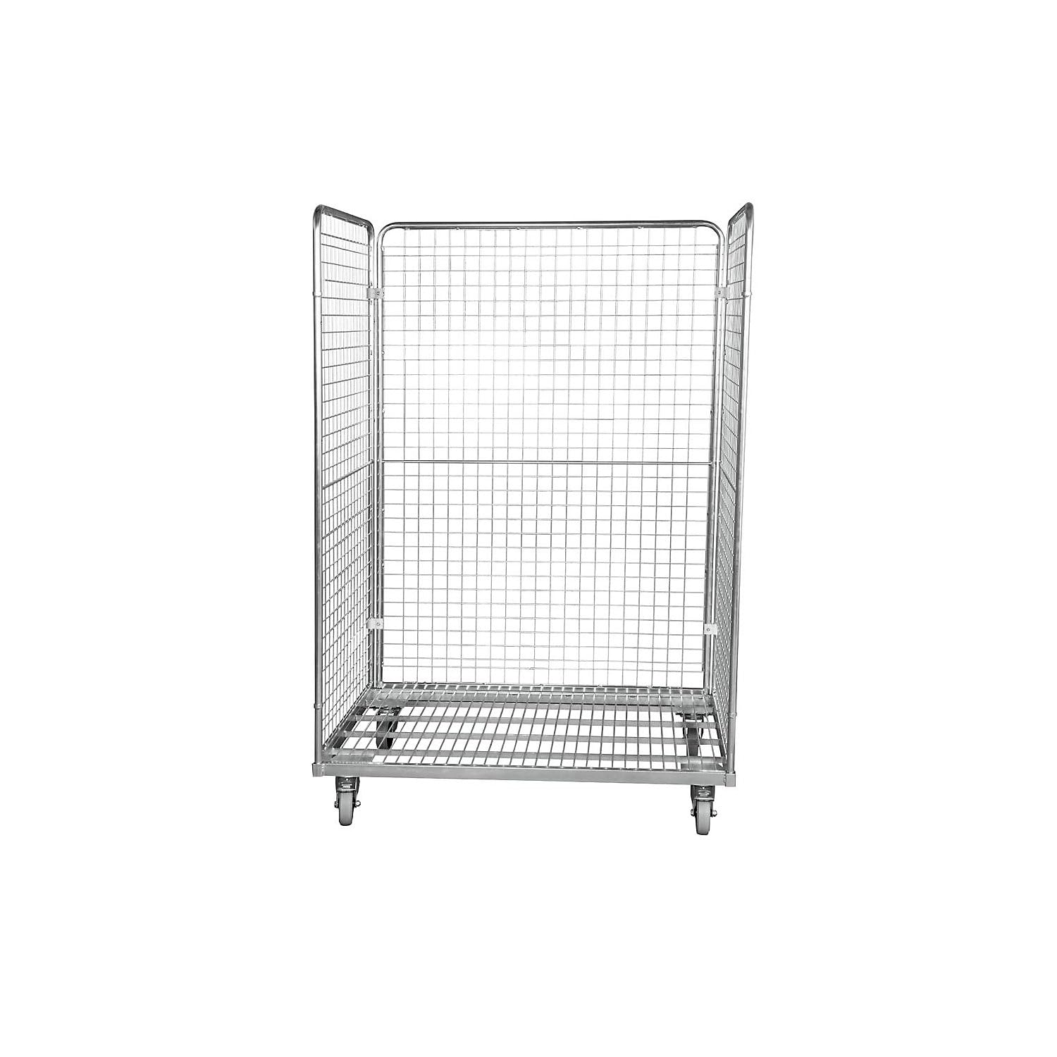 Roll-conteneur en Acier, L x l 1200 x 800 mm, 3 Faces, Avec paroi arrière -