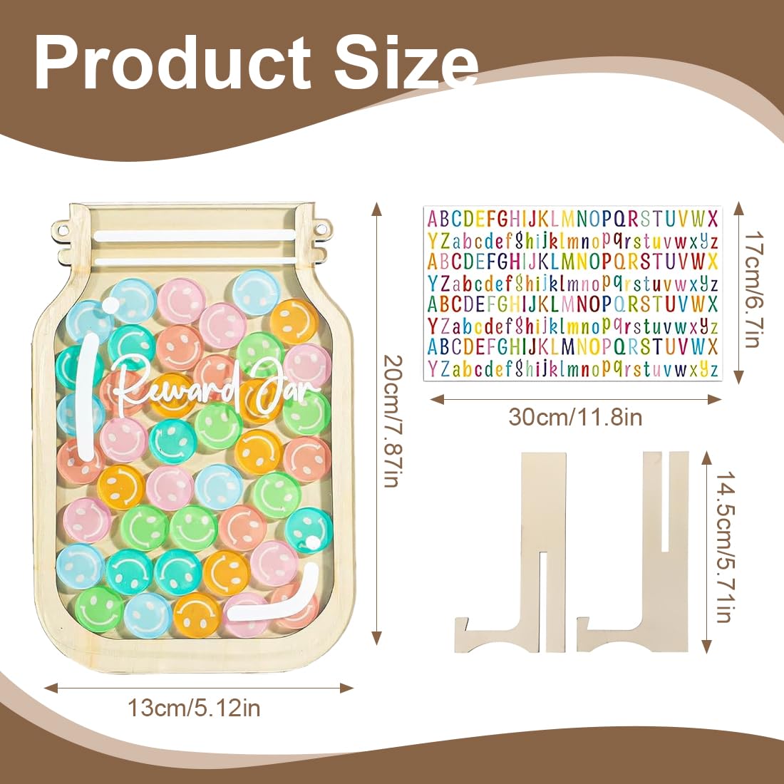 GXGM 1 Pezzo Tabella delle Ricompense per Bambini,Barattolo di Ricompensa per Bambini,Per Punti Ricompensa Studio,Barattolo Ricompensa Autodisciplina,Ornamenti in Legno (Faccia Sorridente)