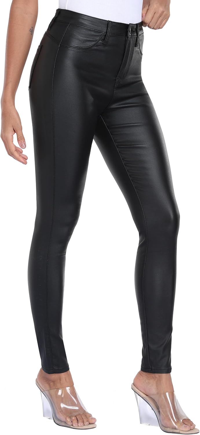 Stretchy Faux Leather Pants PU Coated Legging Juniors for Women