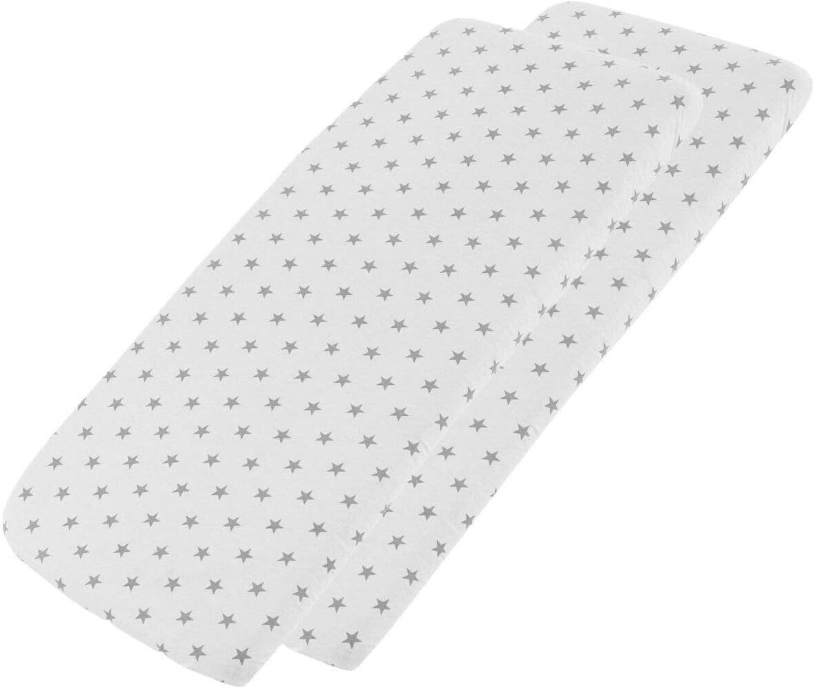 2x Cot Bed 100 Cotton Jersey Fitted Sheet 140x70cm Grey Star Amazon.co.uk Baby Products
