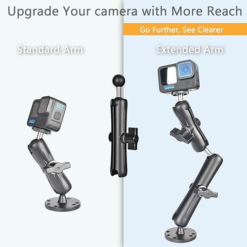 Miniatura 6 de Brazo de doble enchufe de 1 pulgada con adaptador de bola doble, brazo de extensión de aleación de aluminio para tamaño RAM B, se adapta a soporte