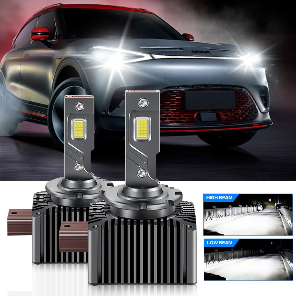 Ampoule LED D1S 30000LM,Ampoule de Phare de Voiture, de Voiture Anti-Erreur 100% Canbus 110W High/Low Beam Replace Original HID D1S Xenon OEM HID Plug and Play,Lot de 2