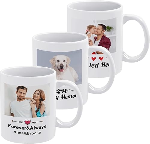 Taza de café con foto personalizada con texto regalo en cumpleaños día de San Valentín para marido esposa novio novia familias taza personalizada