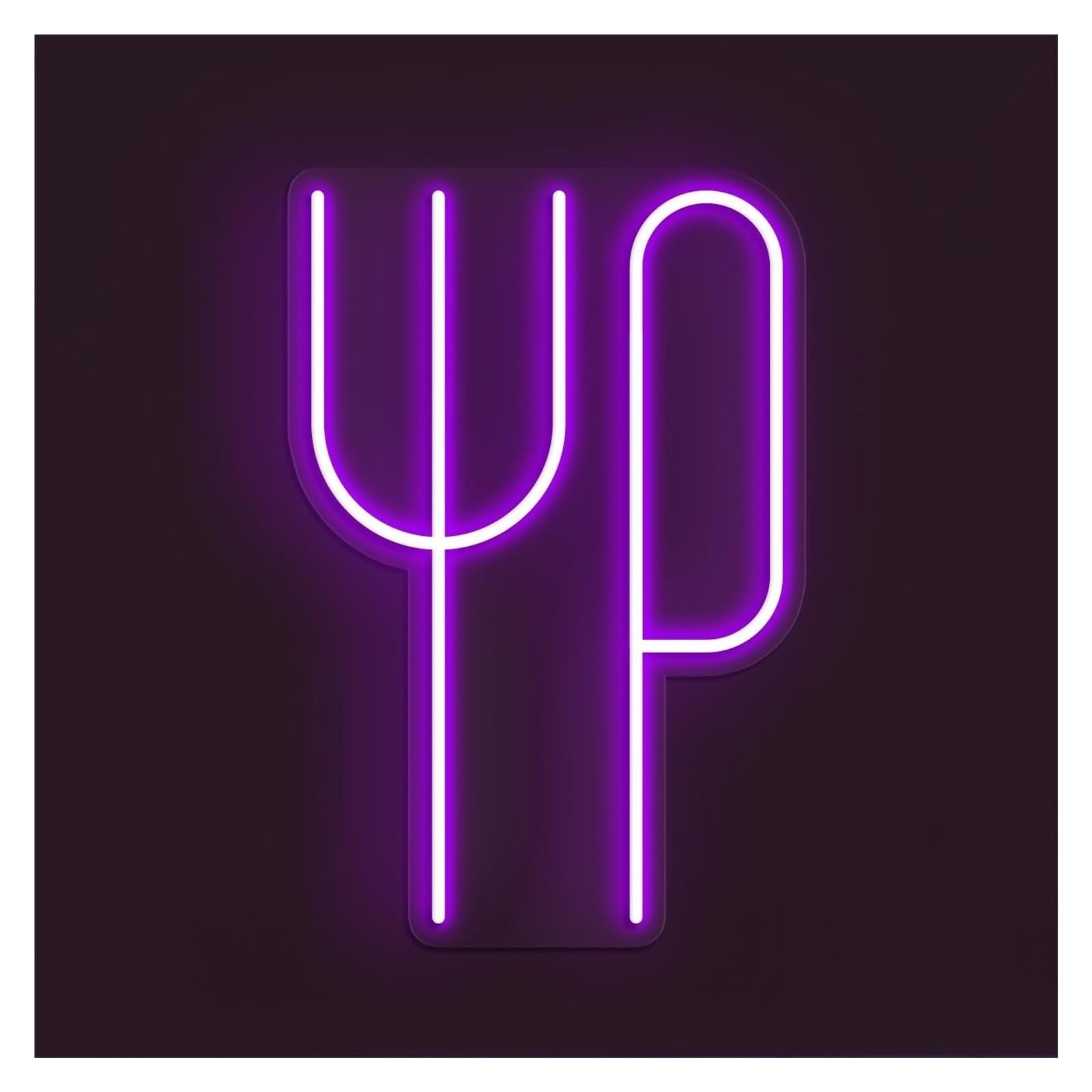 Rongch Purple Hanging Art Signs Fork Knife Neon Sign Handmade, Suitable For Restaurants Decor With Brightness Adjustable 30Cm(Purple)