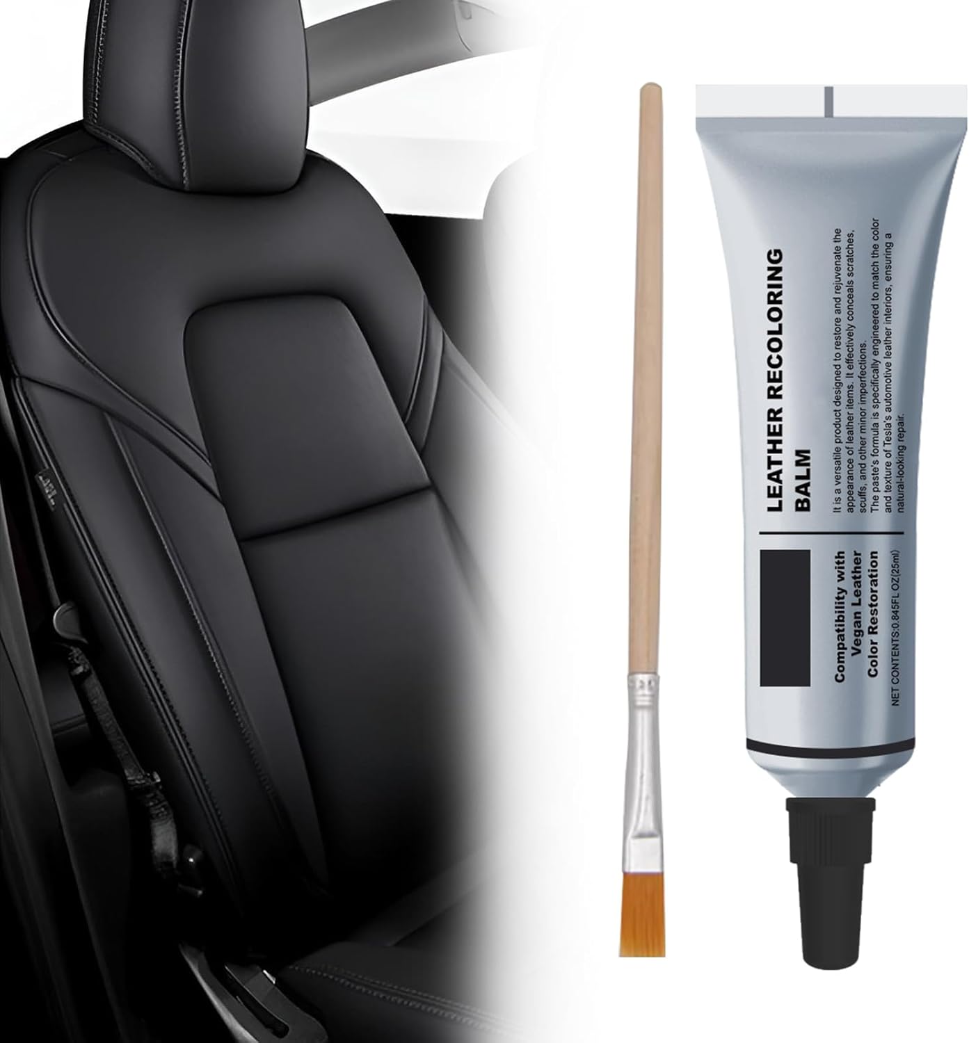 Black Leather Recoloring Balm for Tesla, Leather Repair Kit Color Restorer Conditioner for Repair, Restore Faded & Scratched, Scratch Remover for Tesla Model Y/3/S/X Accessories