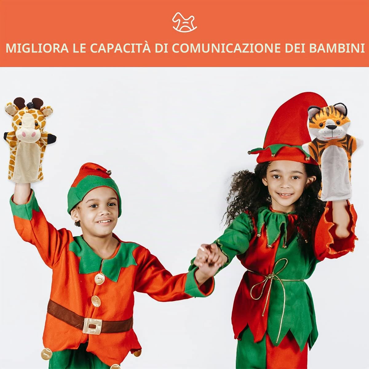 Marionette da Mano, Burattini da Mano Animale Selvatico dello Zoo, Morbide Colorati Giocattoli per Bambini Set di 5