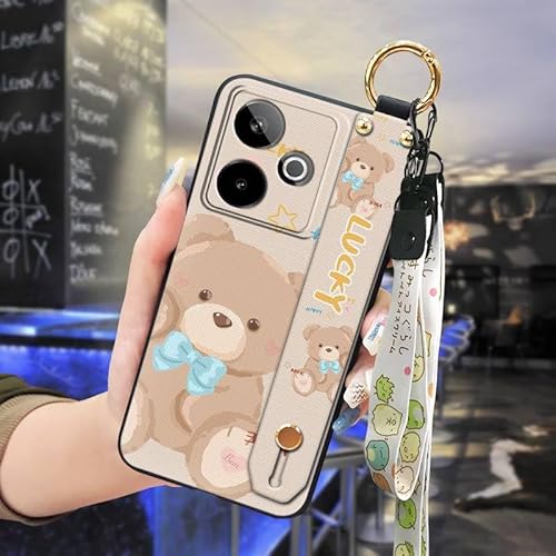Phone Case Compatible with Realme GT7, Wrist Strap Anti-knock Anti-dust Lanyard Ring Cute Design Waterproof Silicone Wristband D