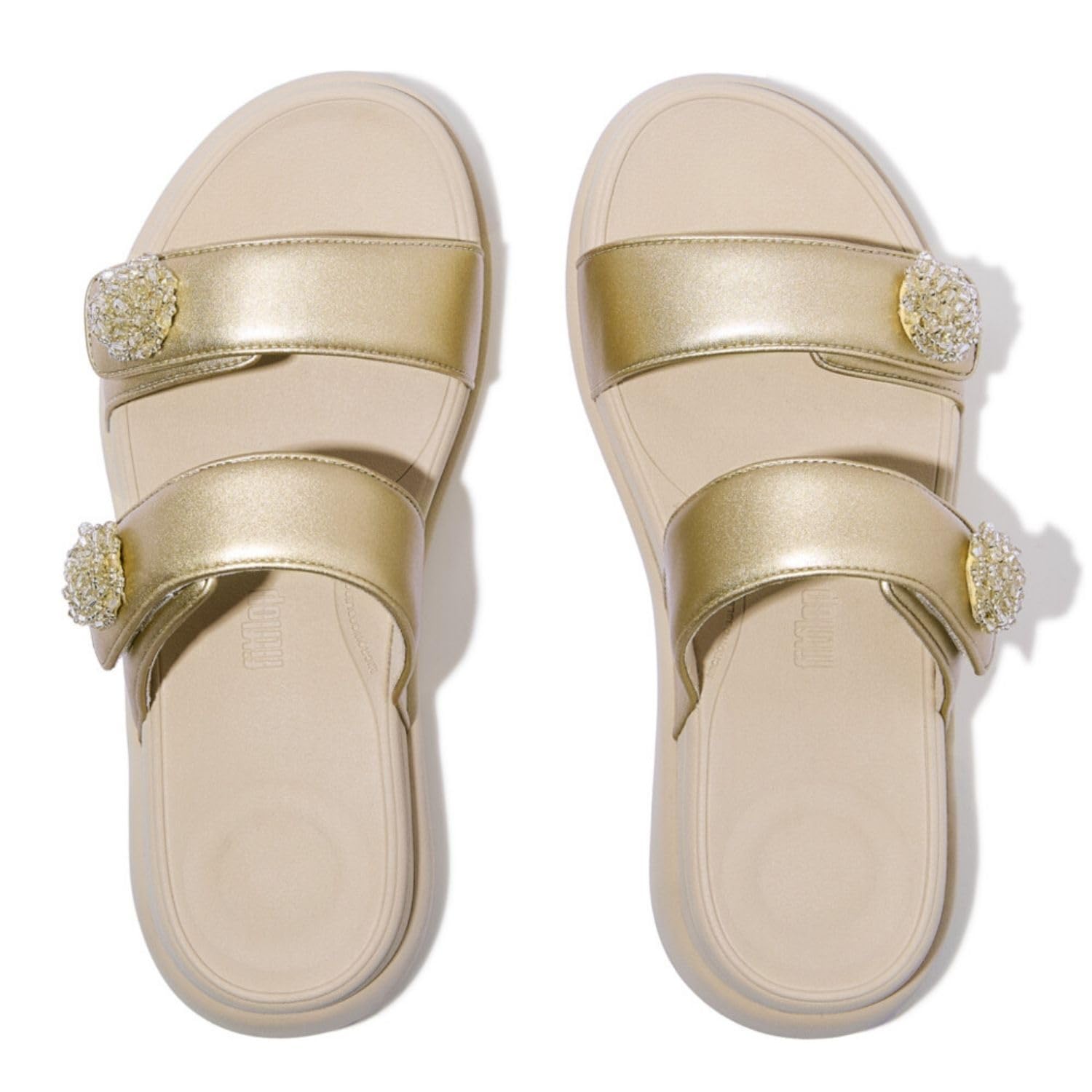 Fitflop F-mode Go Beadie-button Adj. Flatform 2-bar Slides SandaliDonna