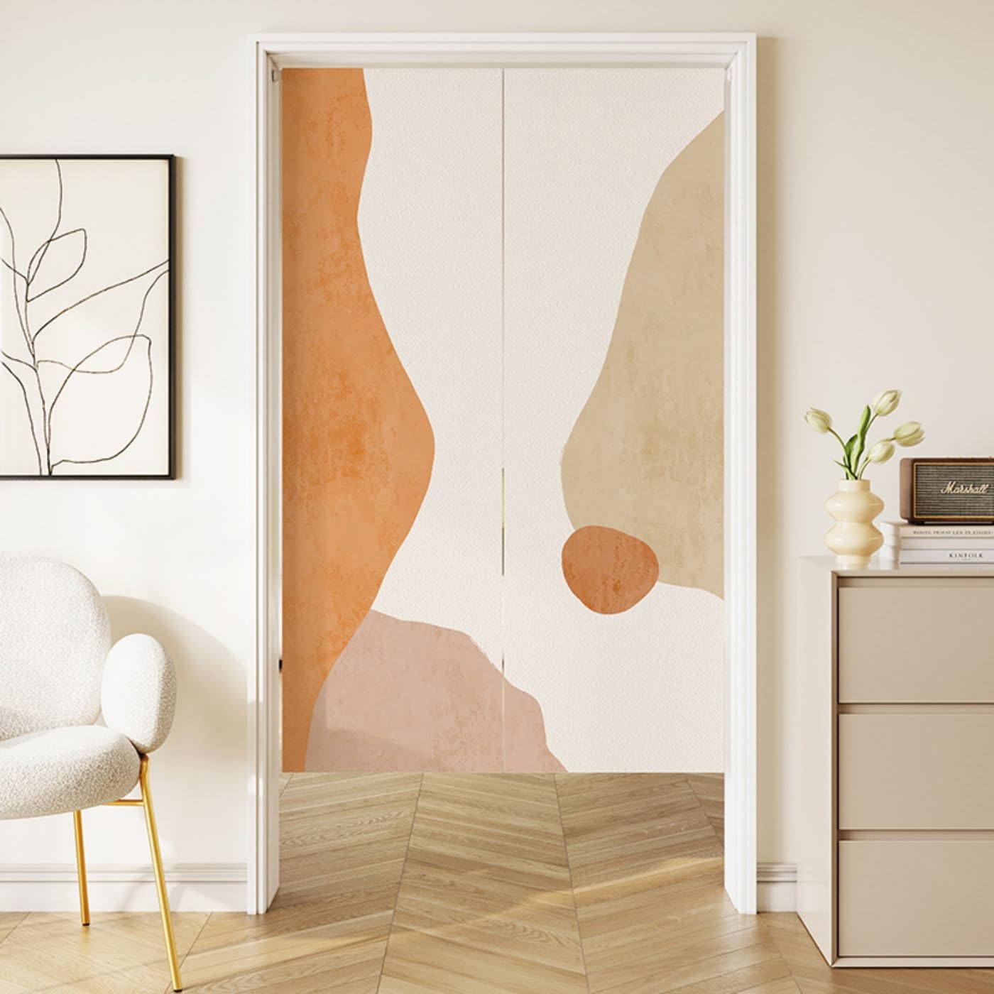 Guest Ruyunlai Japanese Noren Doorway Curtain, M10 Stone, 80x120cm