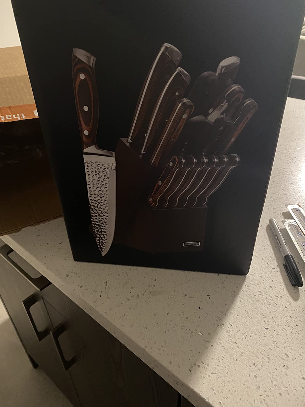 10/mo Finance 15Piece Wengewood Handle Knife Set，German Stainless