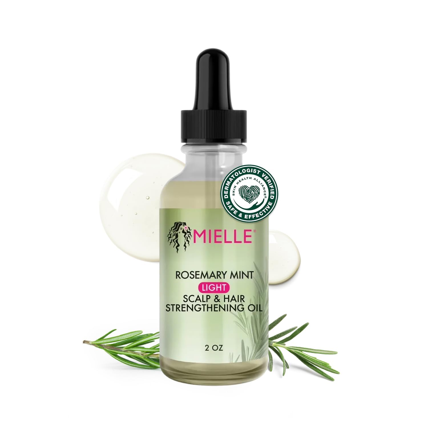 Rosemary & Mint Light Hair Oil, Split Ends & Dry Scalp Treatment - Infused with Biotin & Essential Oils for Strengthening, Soothing, Moisturizing & Encouraging Longer Hair (2 Oz)