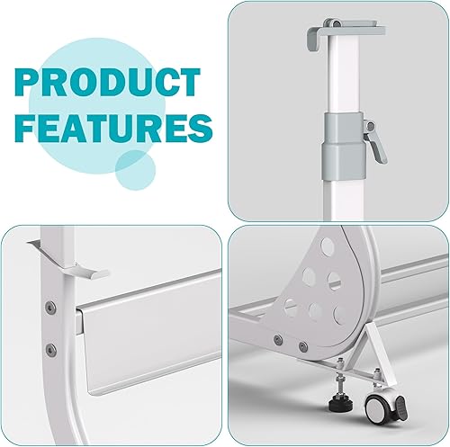 Miniatura 3 de Soporte móvil universal - Soporte ajustable en altura y ancho en ruedas, para pizarra, pizarra, pizarra de borrado en seco de vidrio, pizarra