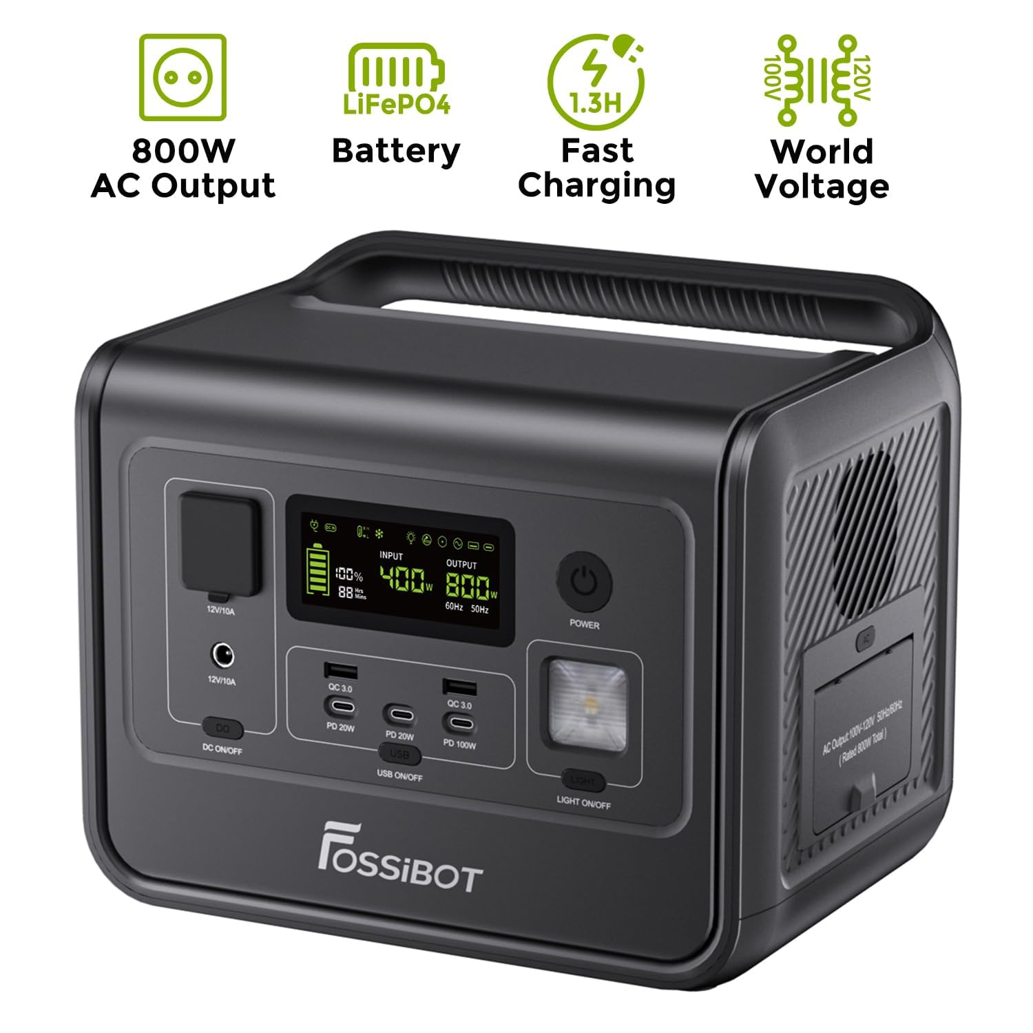 新品未使用品】FOSSiBOT ポータブル電源 800 リン酸鉄 512Wh 【公式通販】