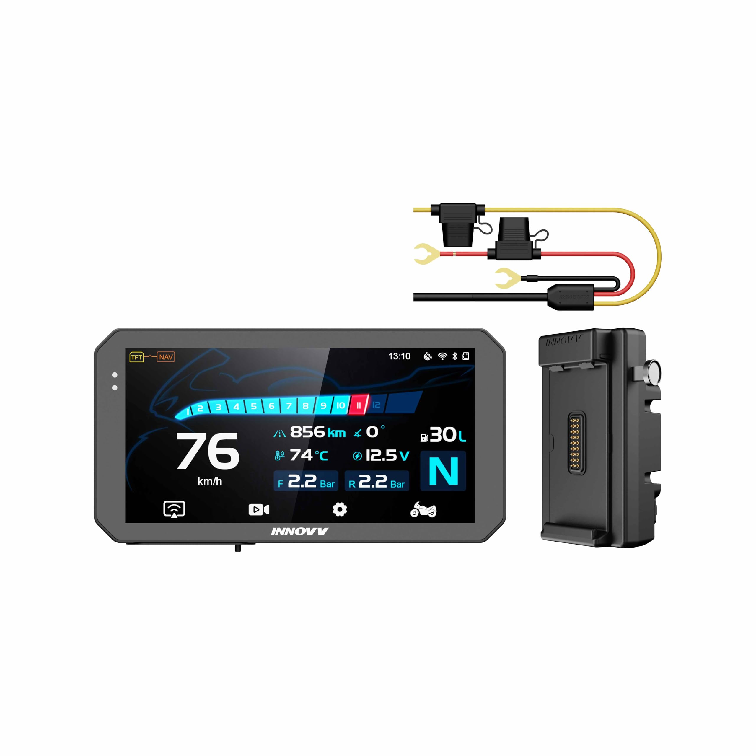 innovv n3 screen + quick release base + dual 2k camera | a plug and play android auto and carplay screen with quick release base
