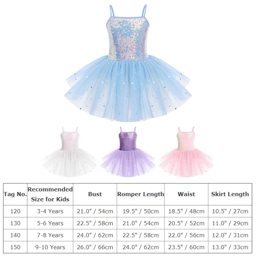 IWEMEK Robe de Ballet Fille Enfant Tutu sans Manches avec Paillettes Justaucorps de Ballet Robe de Danse Body de Ballet vêtements de Danse pour la Gymnastique