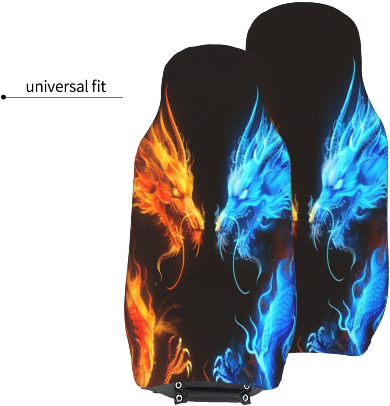 A Blue and Orange Fire Dragon Car Seat Covers Car Front Seat Cushion Auto Seat Cover Car Bucket Seats Protector Covers Universal Fit for Car Sedan Truck SUV 2pcs